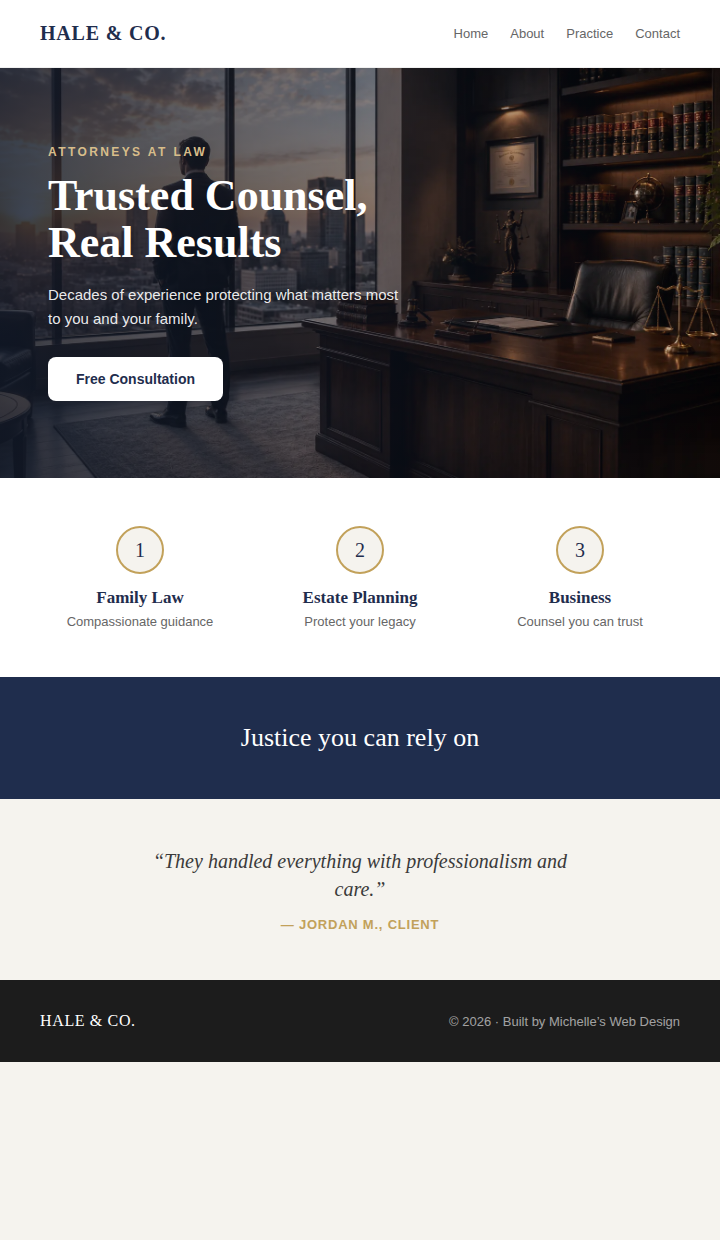 Attorney website design concept