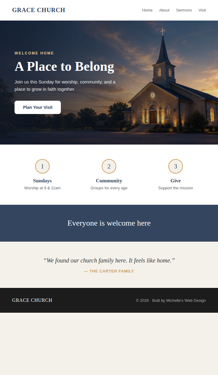 Church website design concept